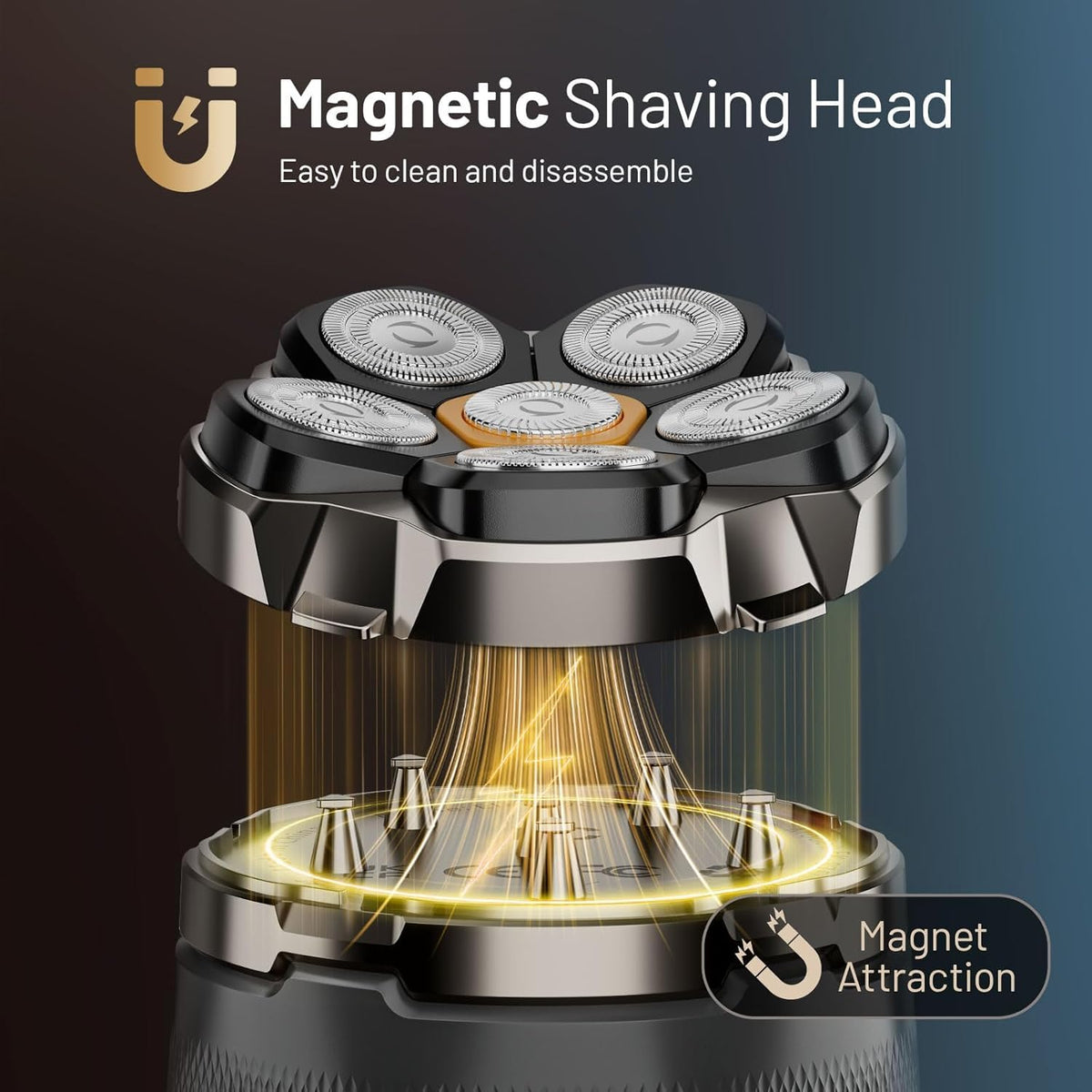 Waterproof Hypoallergenic Head And Face Shaver - Rechargeable Electric Razor For Men's Scalp And Facial Grooming