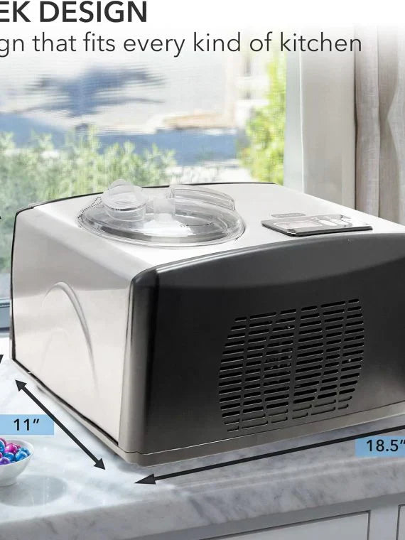 Automatic Ice Cream Maker, 1.6 Quart, Stainless Steel, Black/Pink