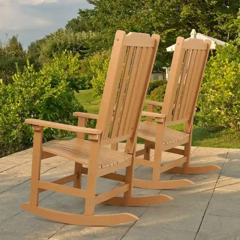 Vrakae Patio High-Back Rocking Chairs, 2-Piece, 21 x 34.6 x 46 Inches
