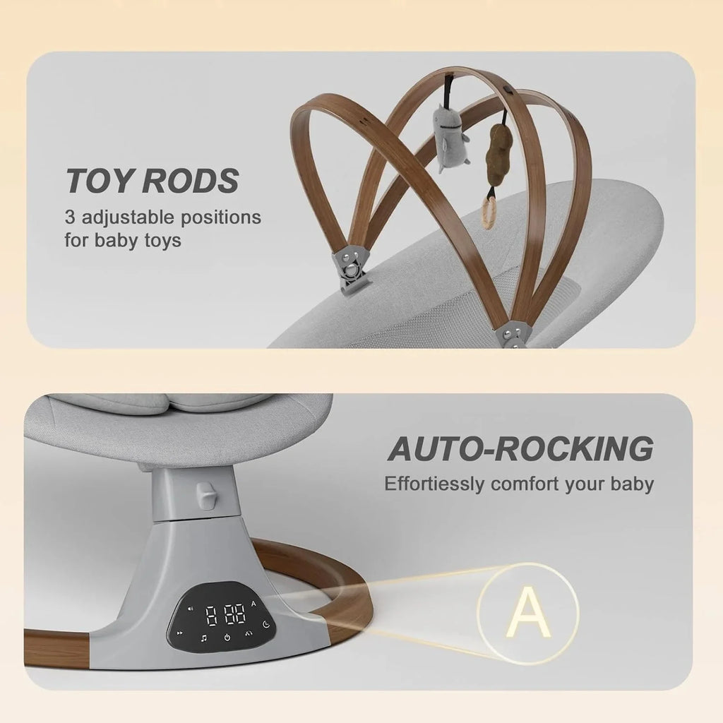 Monamii Bluetooth Infant Swing With Music Speaker, 5 Speeds And Remote Control