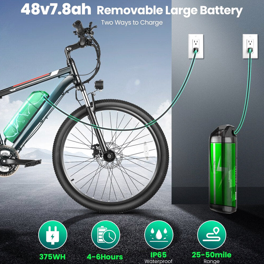 500W Electric Bike 26" Electric Bicycle for Adults with Cruise Control System Ebike