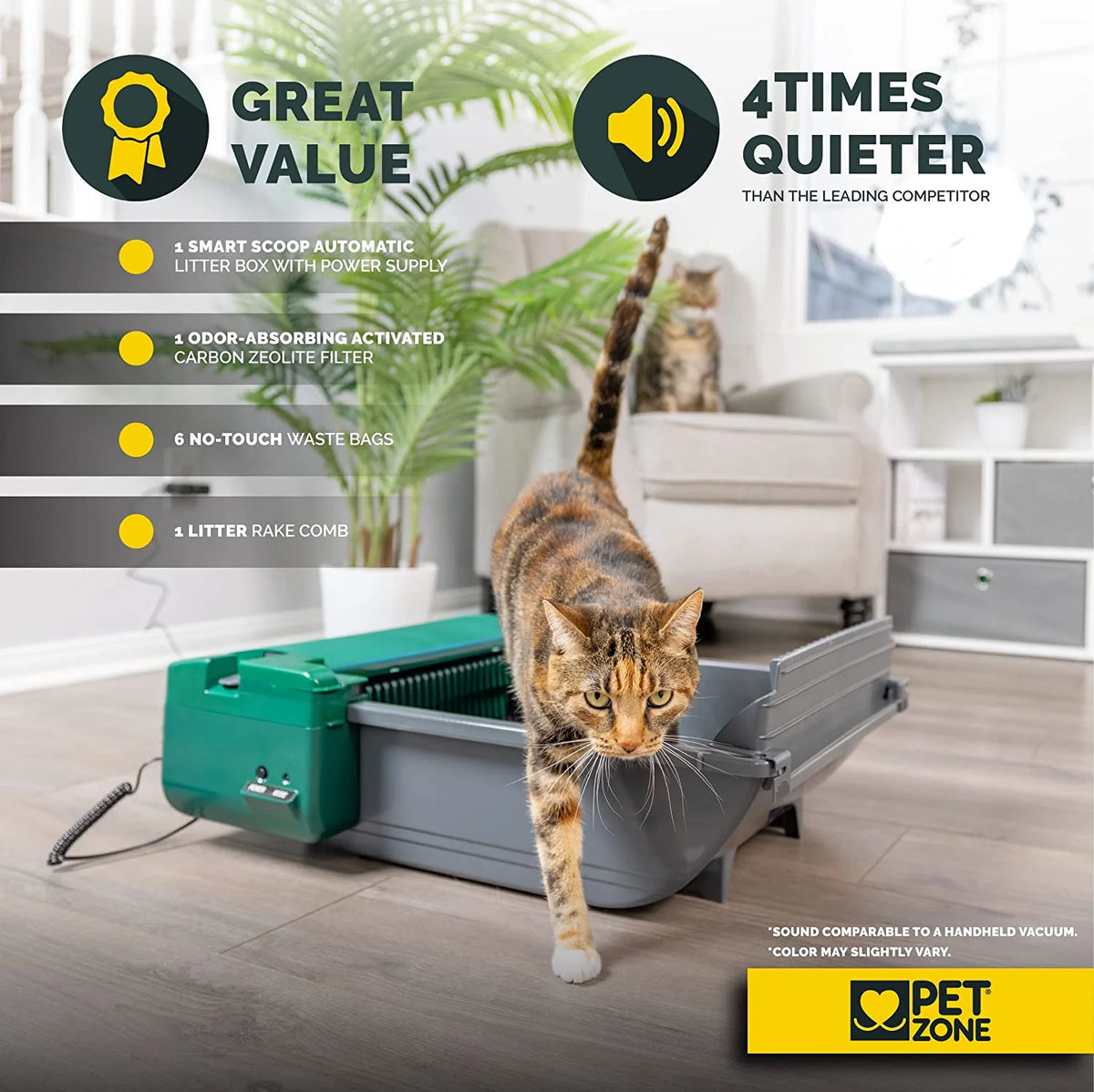Pet Zone Automatic Self-Cleaning Litter Box With 6 Waste Bags - Smart Scoop