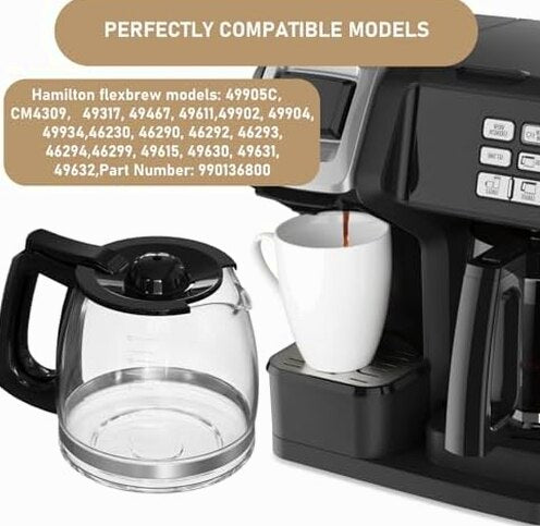 12-Cup Replacement Coffee Carafe Compatible with Hamilton Beach Coffee maker Pot 49902, 49915, 49905C, CM4309, 49317, 49467, 49611, 49904, 49934, 46230, 46290, 46293, 46294, 46299