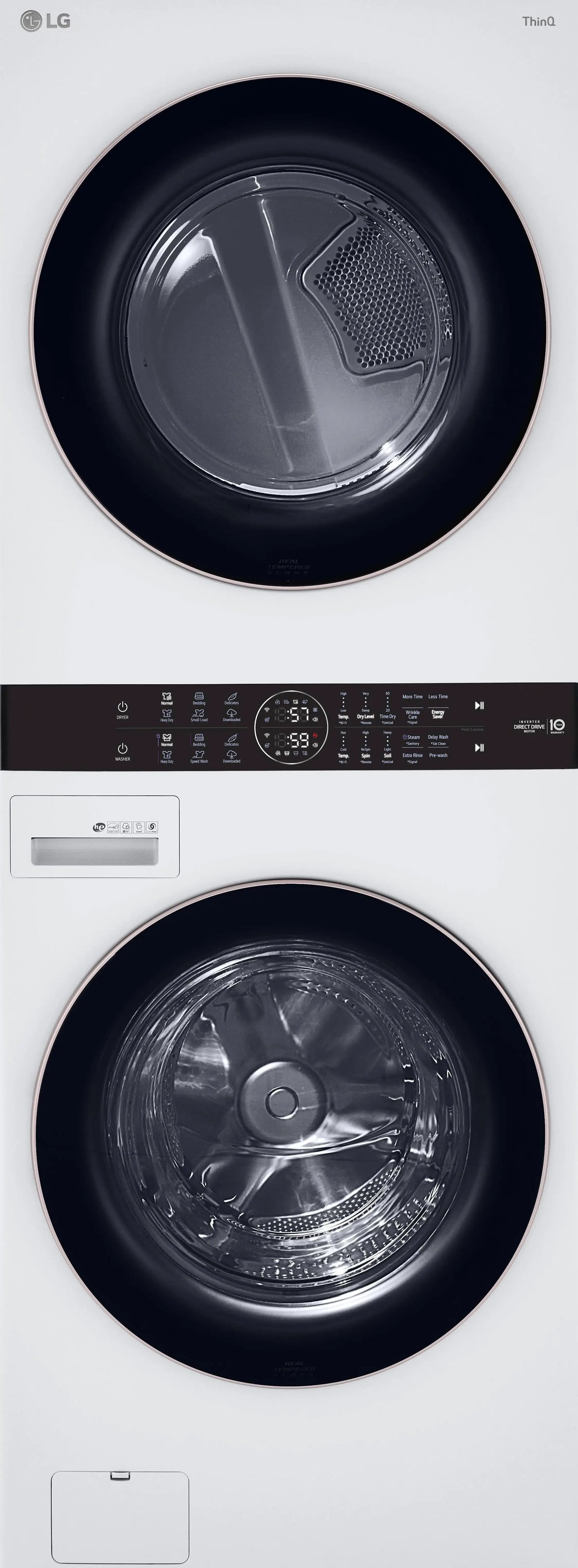 LG WashTower with Center Control 4.5 Cu. ft. Washer and 7.4 Cu. ft. Electric Dryer - White
