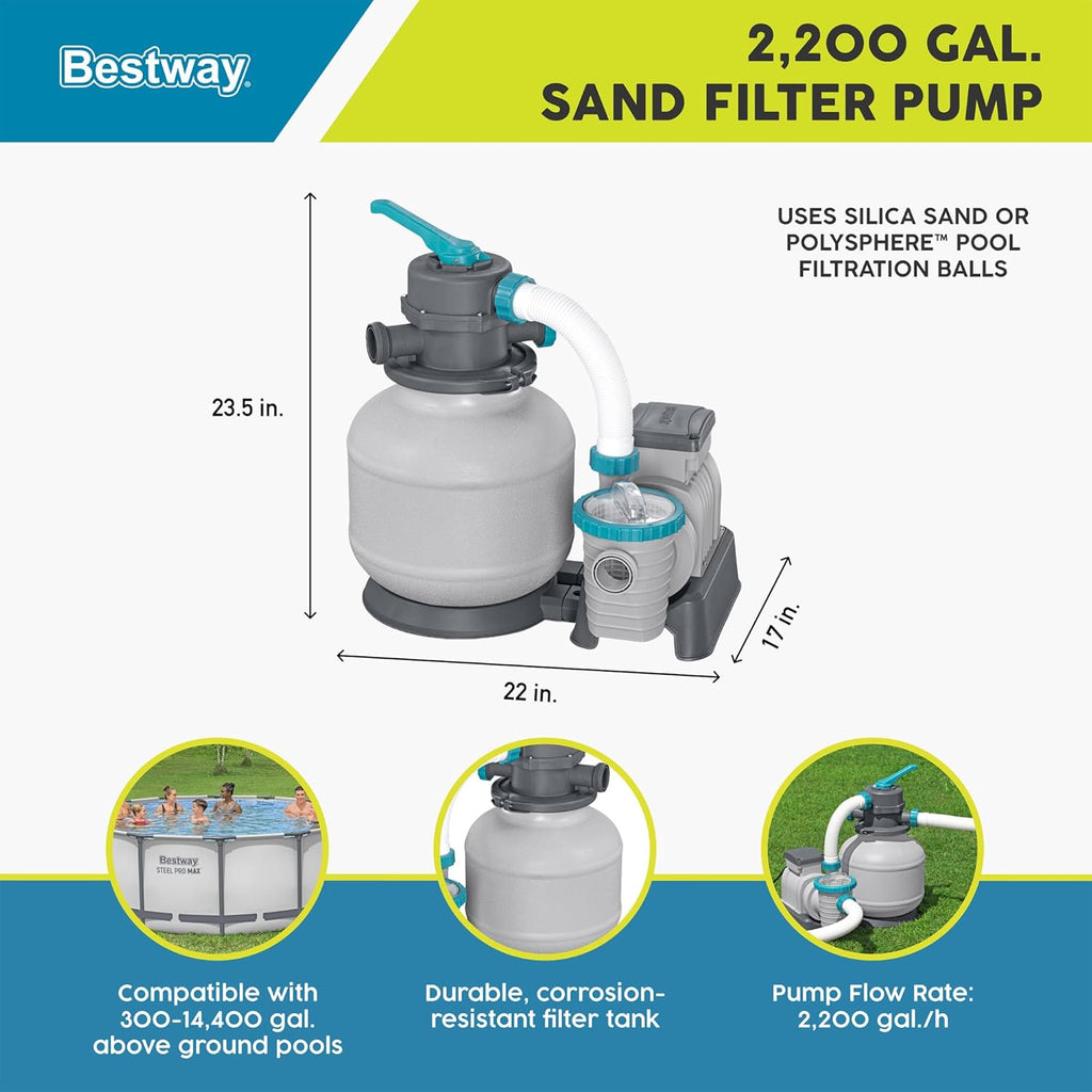 Sand Filter Pump 2,200 GPH For Above-Ground Pools