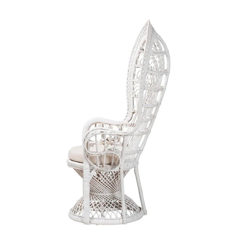 Kallima Peacock Accent Chair, White Natural Rattan, 40.90 w x 29.50 d x 58.70 h - Kallima