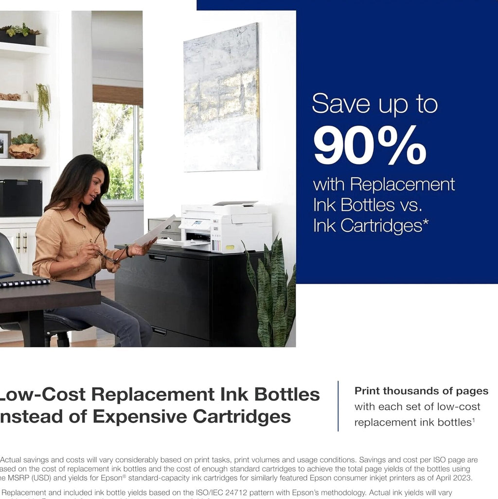 Epson EcoTank ET-4800 Wireless All-in-One Inkjet Printer, Scanner, Copier, Fax, ADF, Ethernet, White