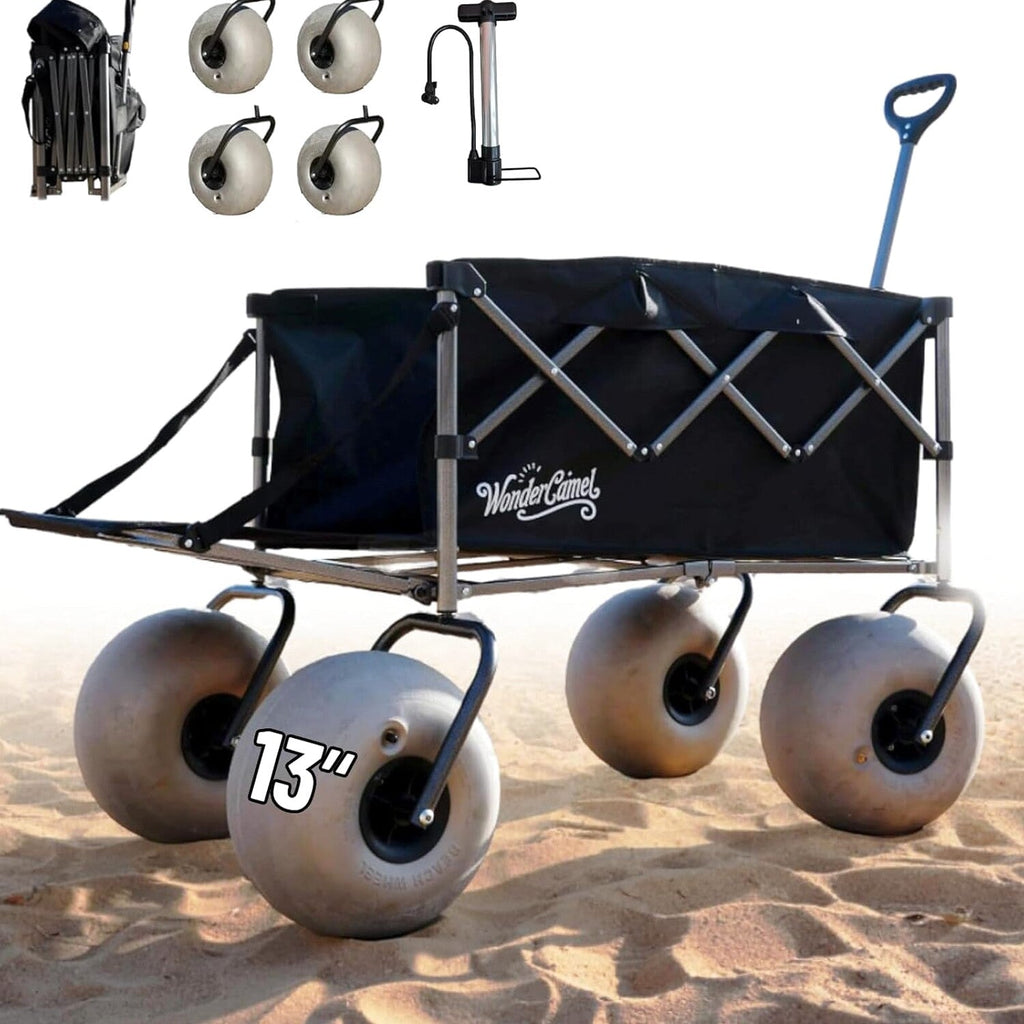Beach Wagon with 13" Balloon Wheels, Collapsible, All-Terrain, 185L