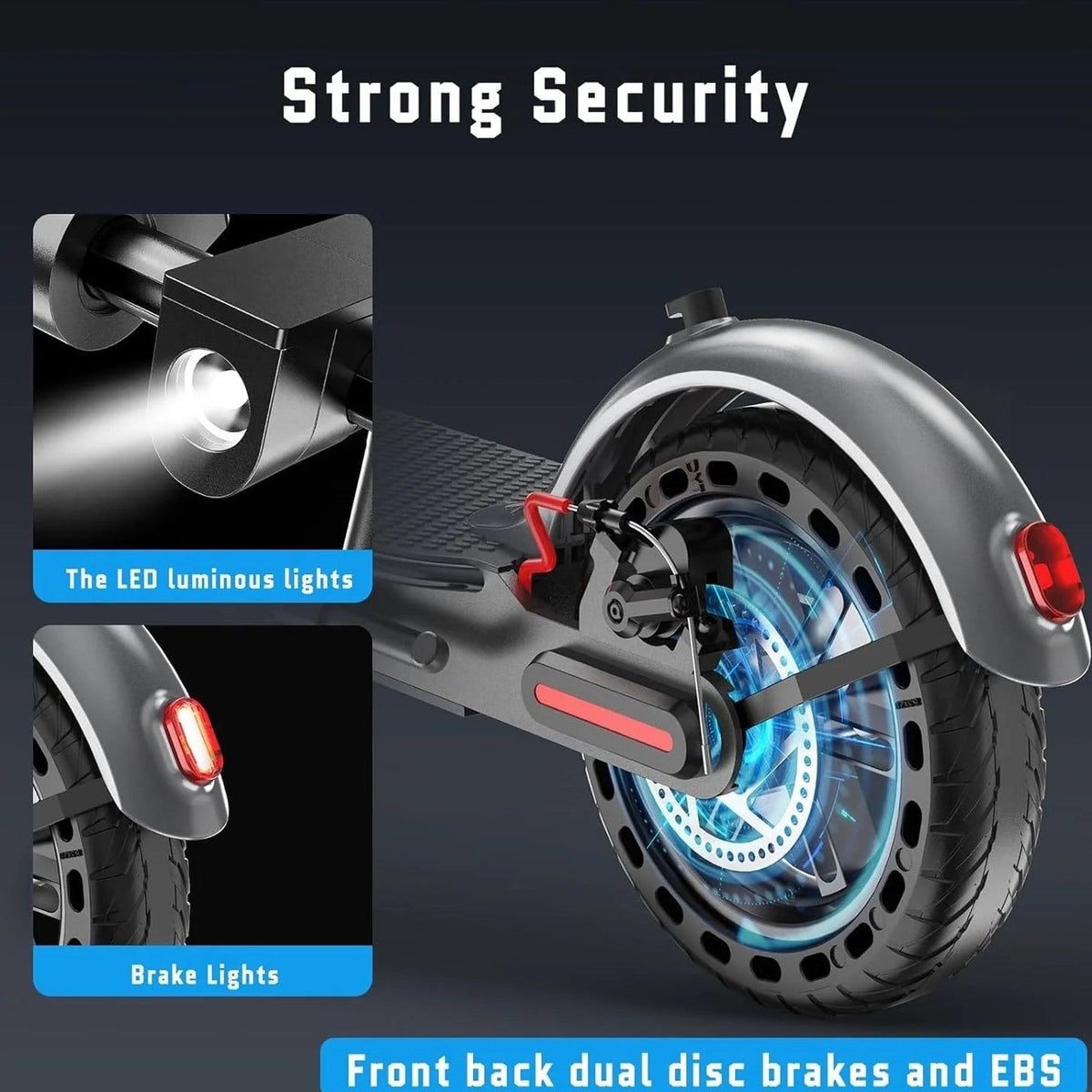 Electric Scooter - 8.5" Solid Tires, 350W Motor, Up to 19 MPH and 21-23 Miles Long-Range Portable Foldable Commuting Scooter for Adults with Double Braking System and App