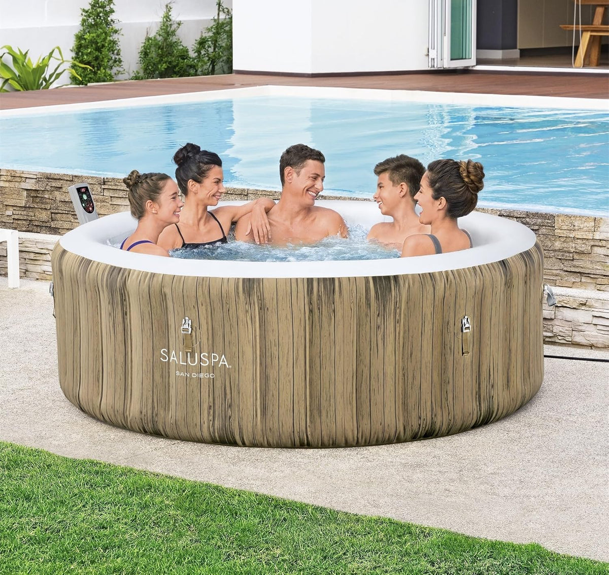Bestway SaluSpa Miami Inflatable Hot Tub Spa, 71 x 26 in, 2-4 Person, Black - 60104E