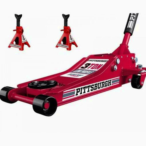 Three-ton Steel Hydraulic Car Jack Lift with Low Profile Floor Jack and Jack Stands Set