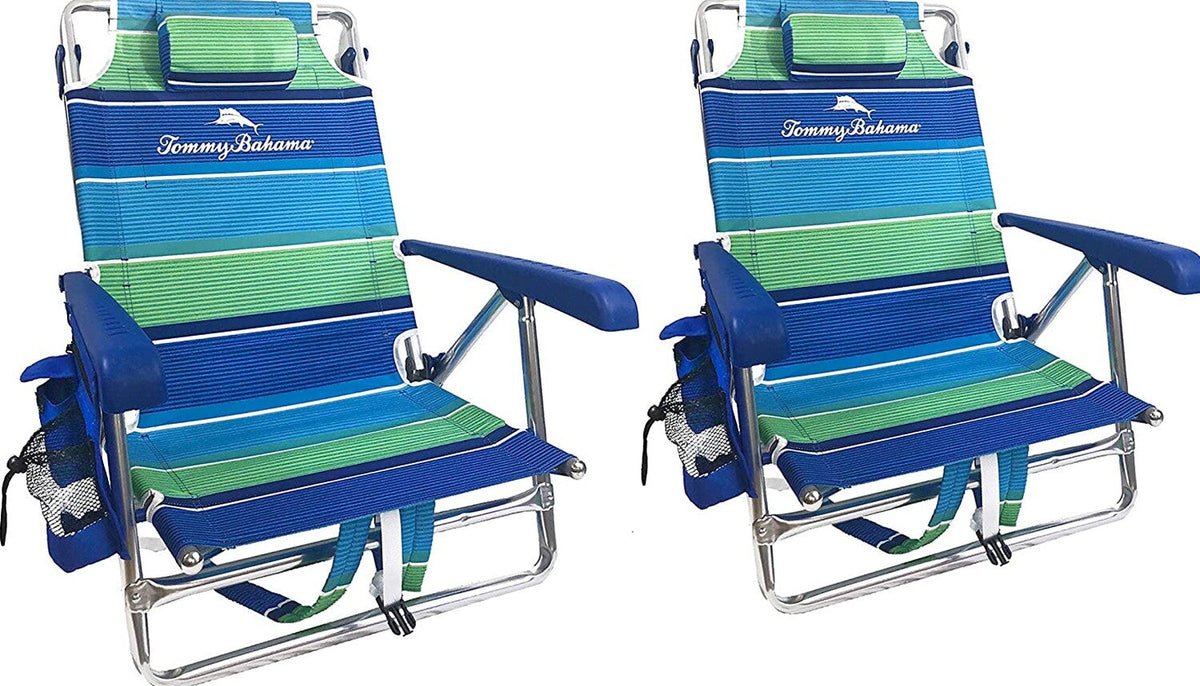 2 Backpack Beach Chairs with Storage Pouch and Towel Bar