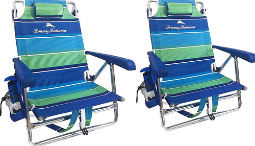 2 Backpack Beach Chairs with Storage Pouch and Towel Bar
