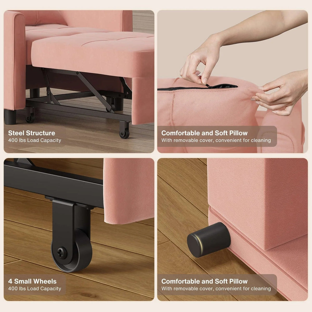 3-in-1 Adjustable Pull-Out Sleeper Sofa Bed With 330 Pounds Capacity