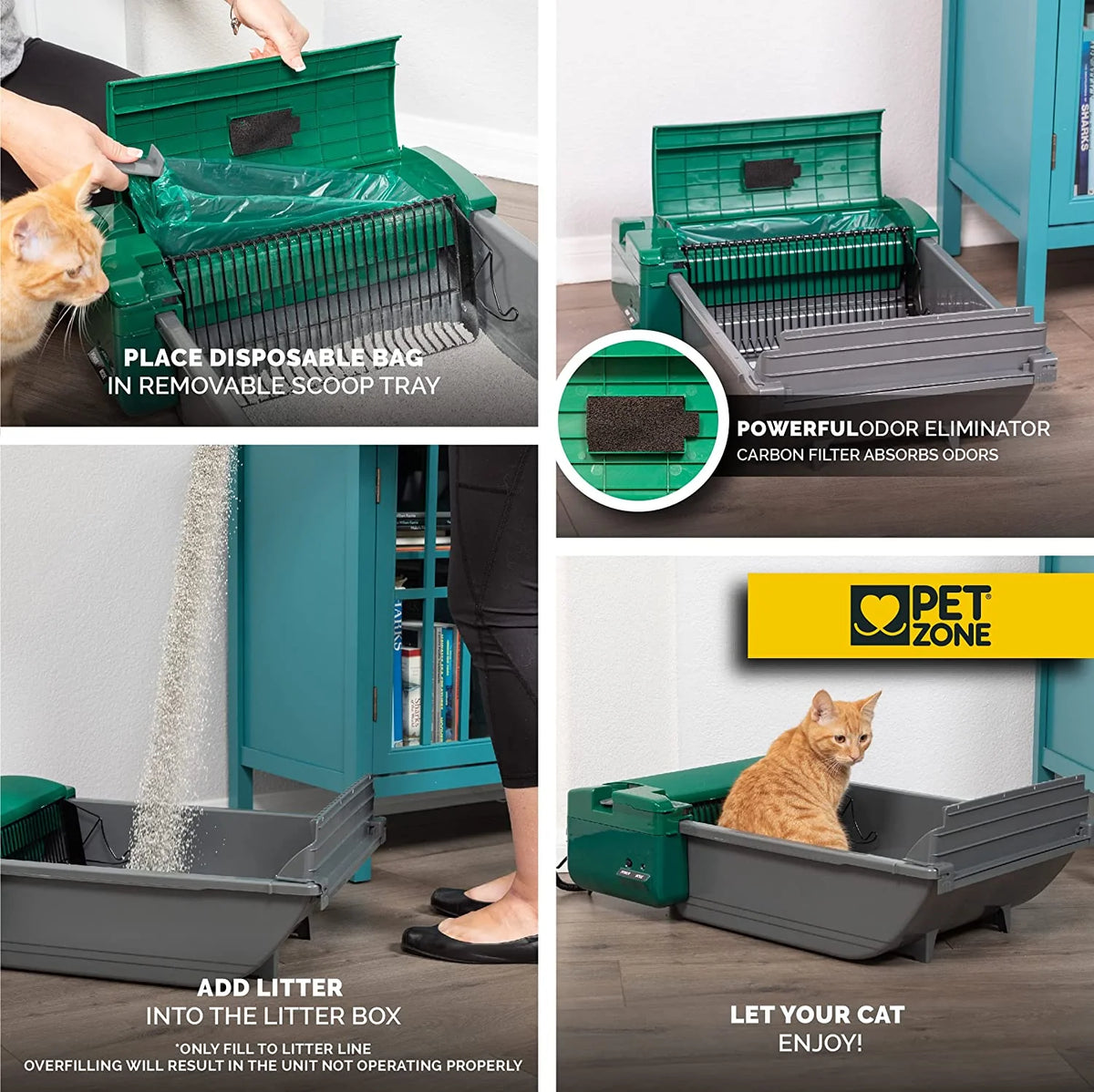 Pet Zone Automatic Self-Cleaning Litter Box With 6 Waste Bags - Smart Scoop