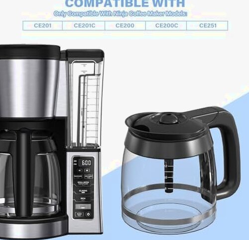 12-Cup Coffee Pot Replacement Carafe Compatible with Ninja Coffee Brewer Maker Models CE251 CE201 CE201C CE200 CE200C Model# XGLSLID200