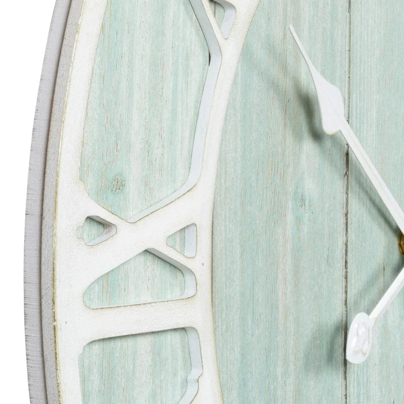 Green Blue Quartz Coastal Wall Clock, 23.5 Inch - Seafoam Green-Blue