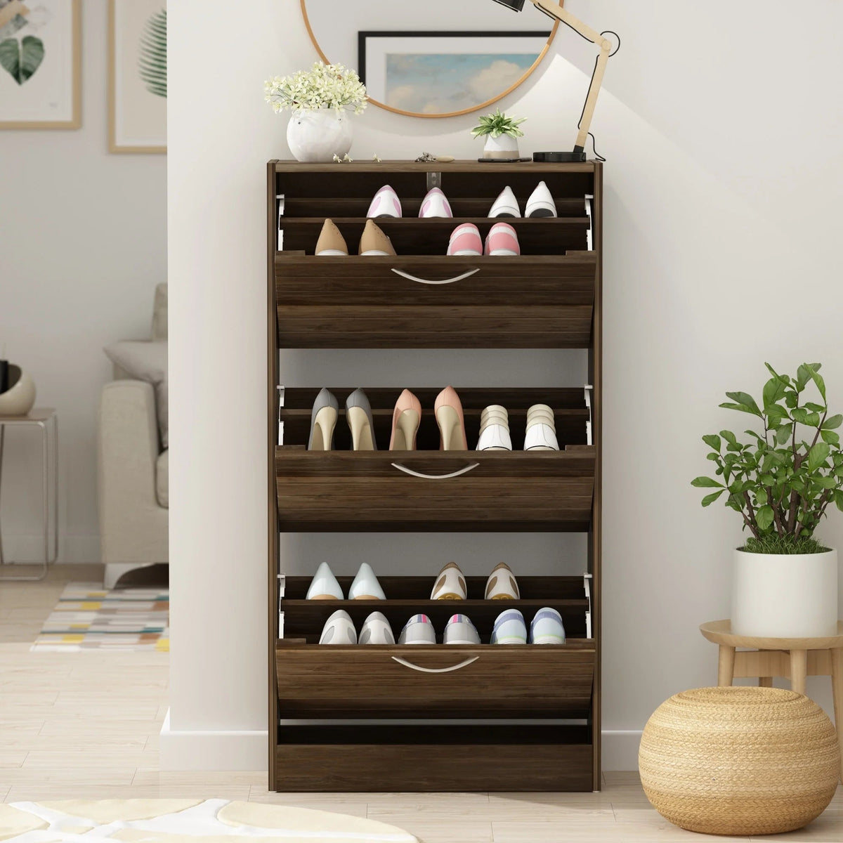 Modern Flip-Down Shoe Storage Cabinet