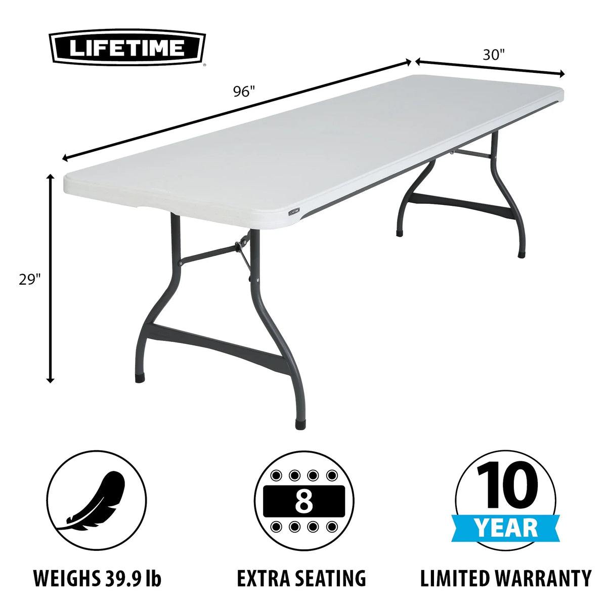Lifetime Folding Table And Chair Set, 12 8-Foot Tables And 96 Chairs - Pack Of 108