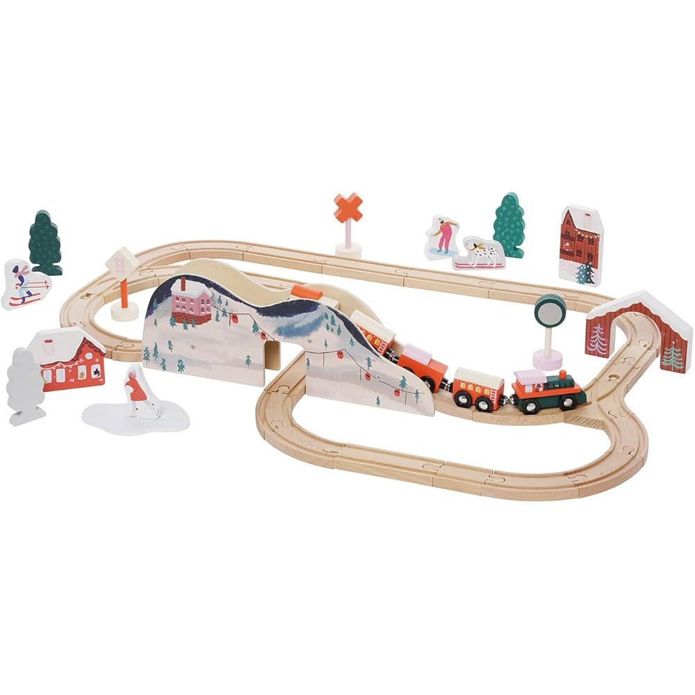 Manhattan Toy Alpine Express Wooden Toy Train Set - 49-Piece