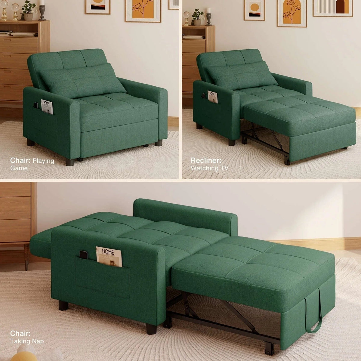 3-in-1 Adjustable Pull-Out Sleeper Sofa Bed With 330 Pounds Capacity