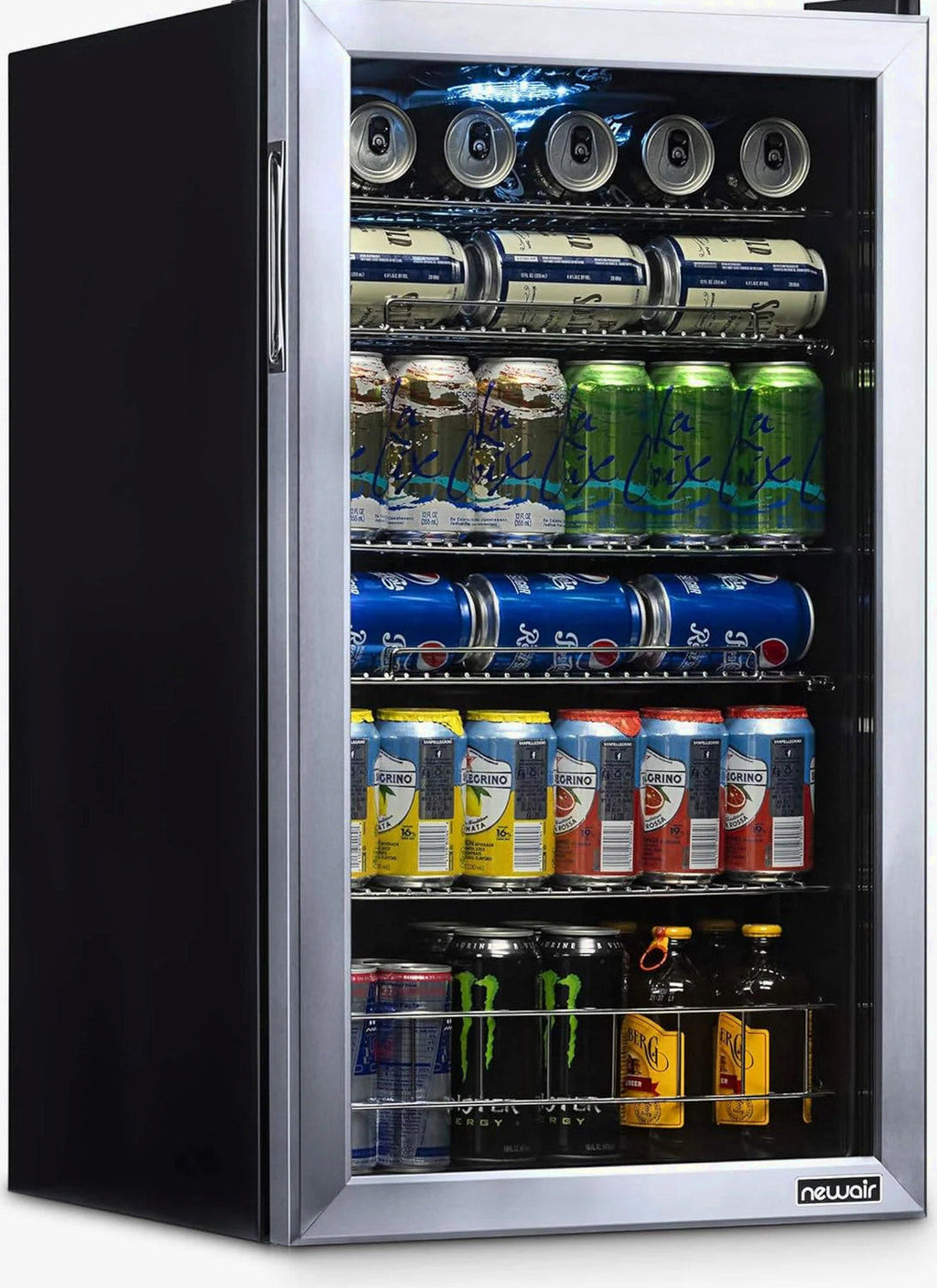NewAir Beverage Refrigerator Cooler | 126 Cans Free Standing with Right Hinge Glass Door
