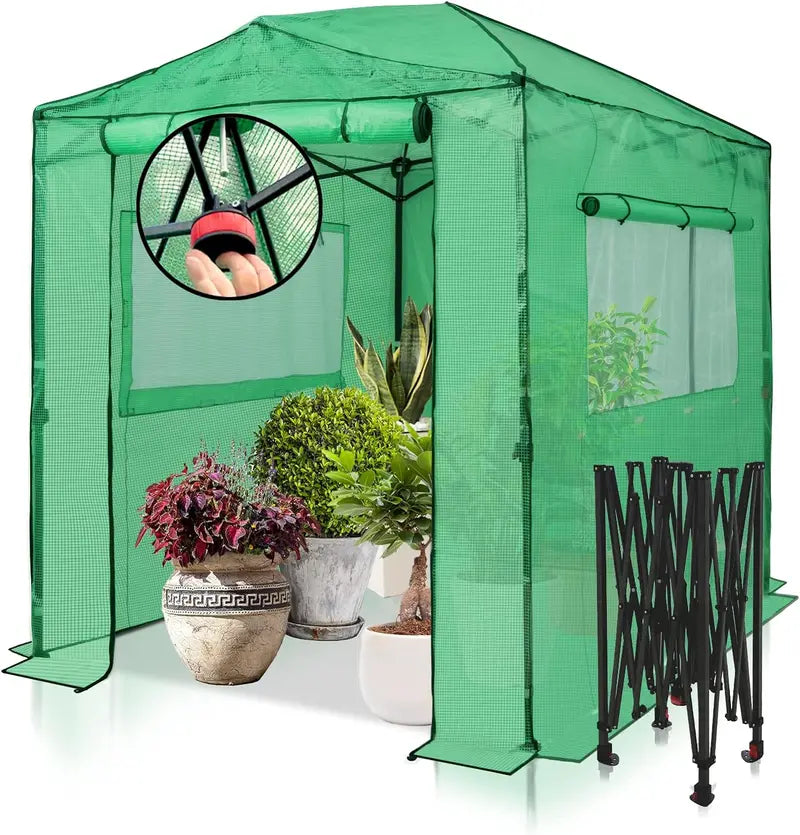 EAGLE PEAK Portable Heavy-Duty Walk-In Pop-Up Greenhouse, 8 x 6 ft