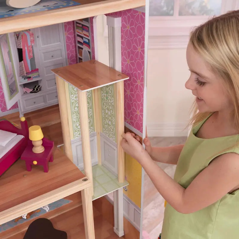 KidKraft Majestic Mansion Wooden Dollhouse 3-Level Playset With 34 Accessories