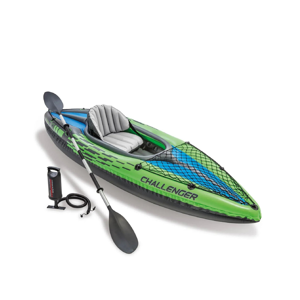 Intex Challenger K1 1-Person Inflatable Fishing Kayak Set, 108 x 30 x 13 Inches, 220-Pound Capacity