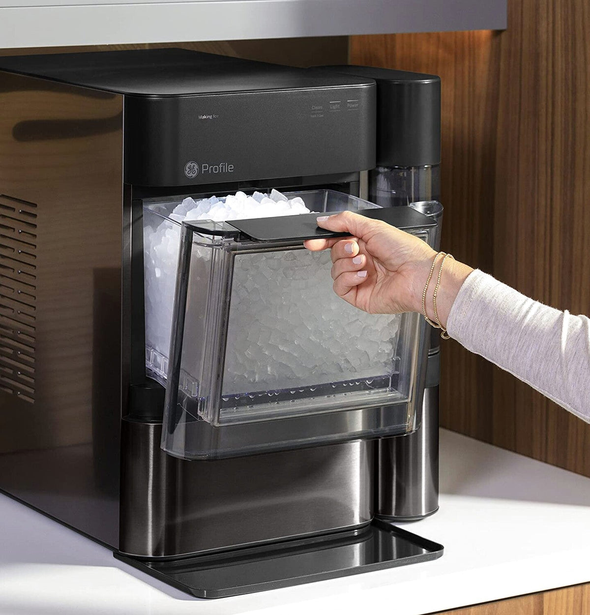 GE Profile Opal 2.0 | Countertop Nugget Ice Maker | Ice Machine with WiFi Connectivity | Smart Home Kitchen Essentials | Black Stainless