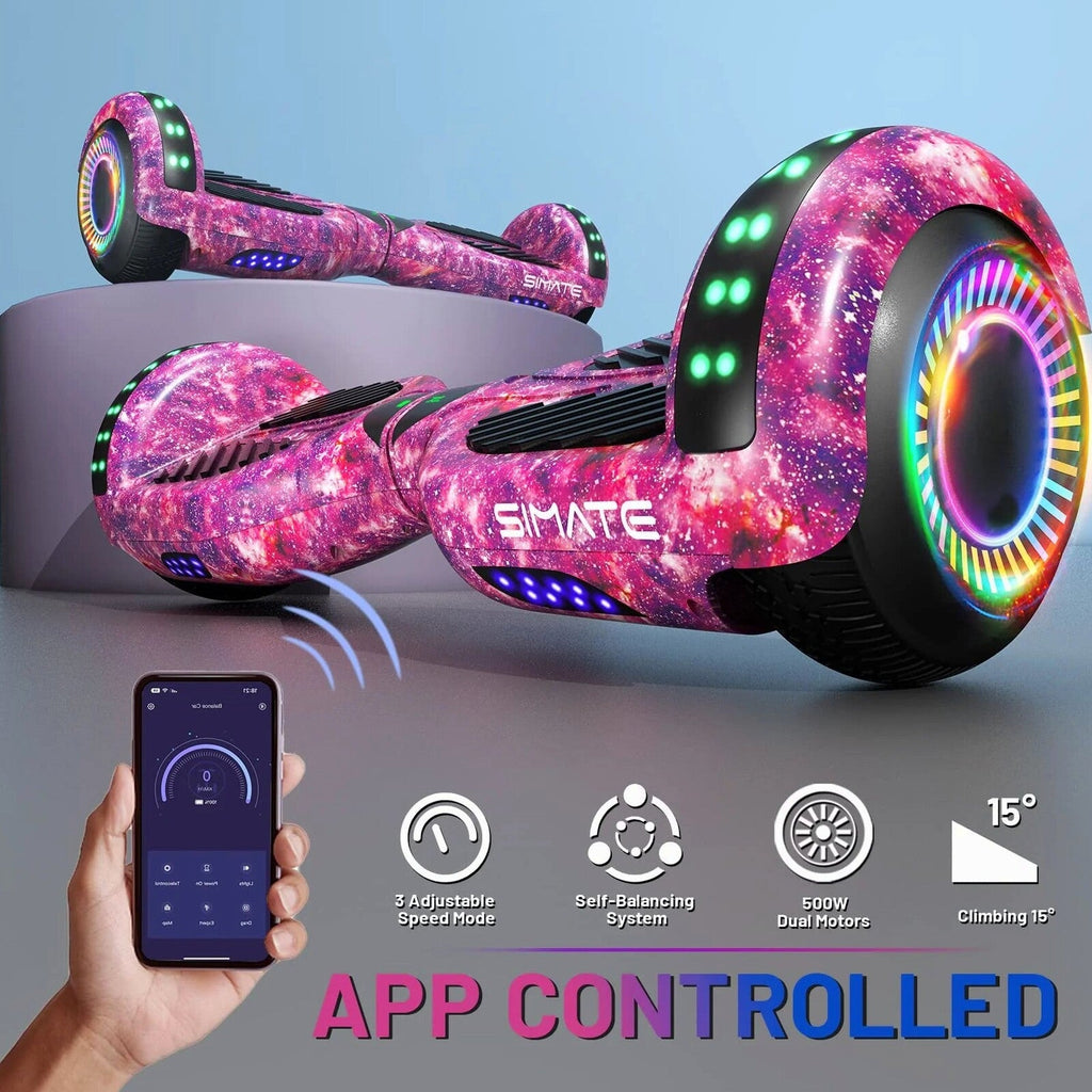 SIMATE 6.5" Hoverboard with Bluetooth &amp; LED Lights