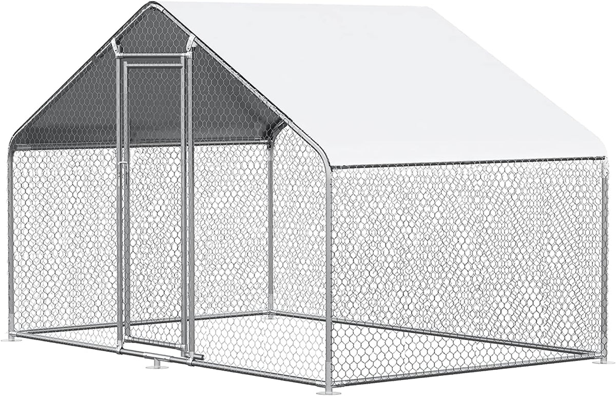 Large Metal Chicken Coop Poultry Cage for 6/10 Chickens, 9.8' L x 6.5' W x 6.5' H