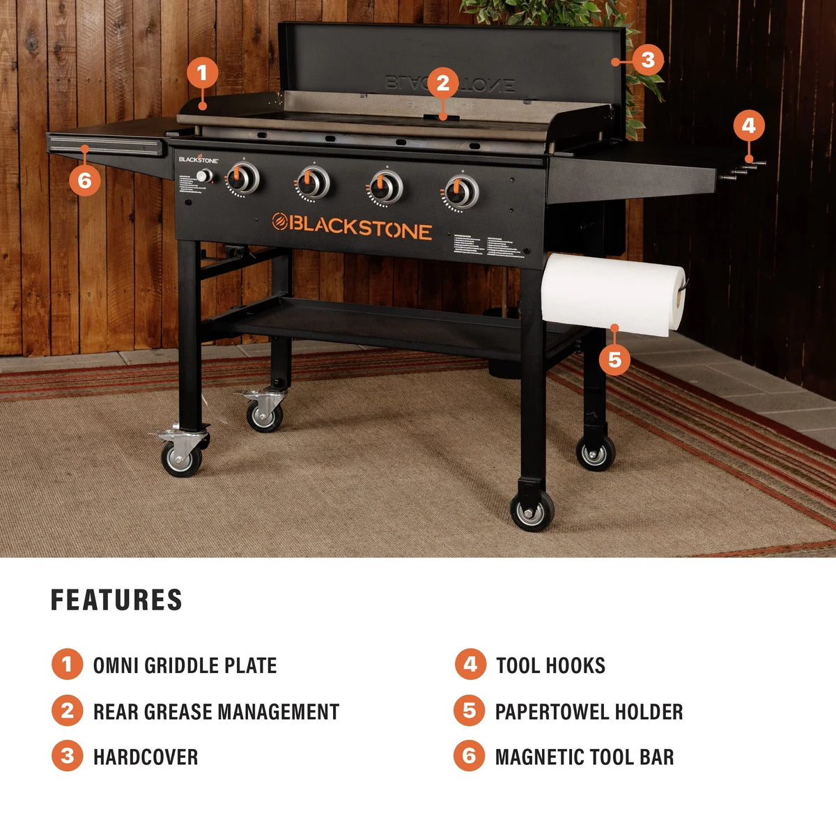 Blackstone Original 4-Burner 36in Propane Omnivore Griddle With Hard Cover - 2177