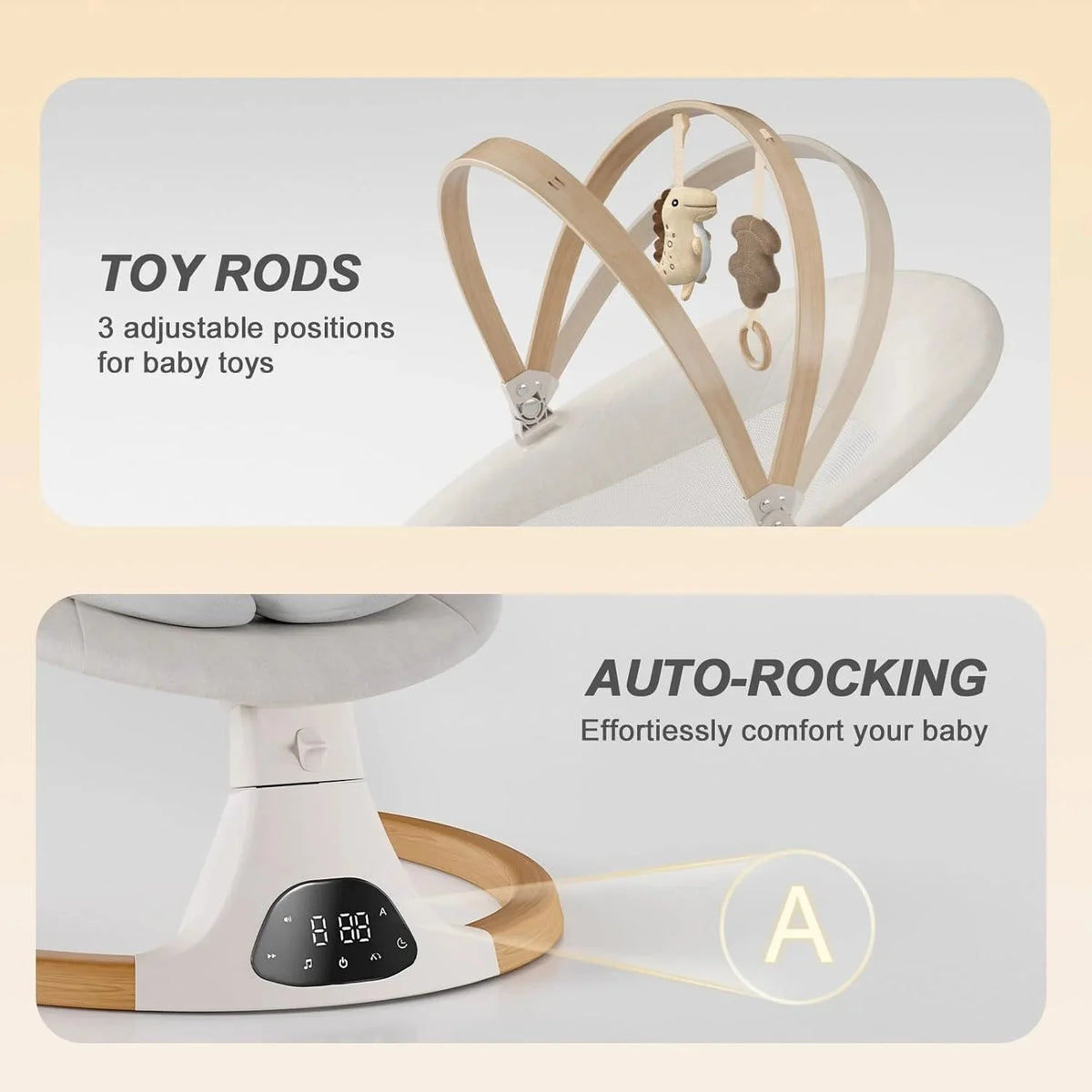 Monamii Bluetooth Infant Swing With Music Speaker, 5 Speeds And Remote Control