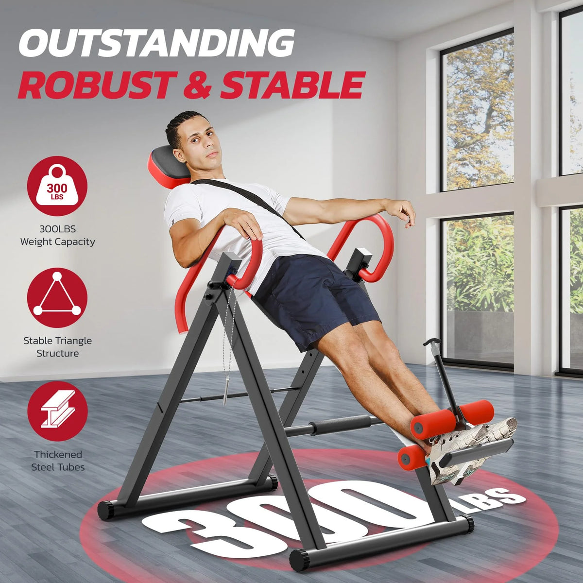 YOLEO Adjustable Inversion Table - 300-Pound Capacity