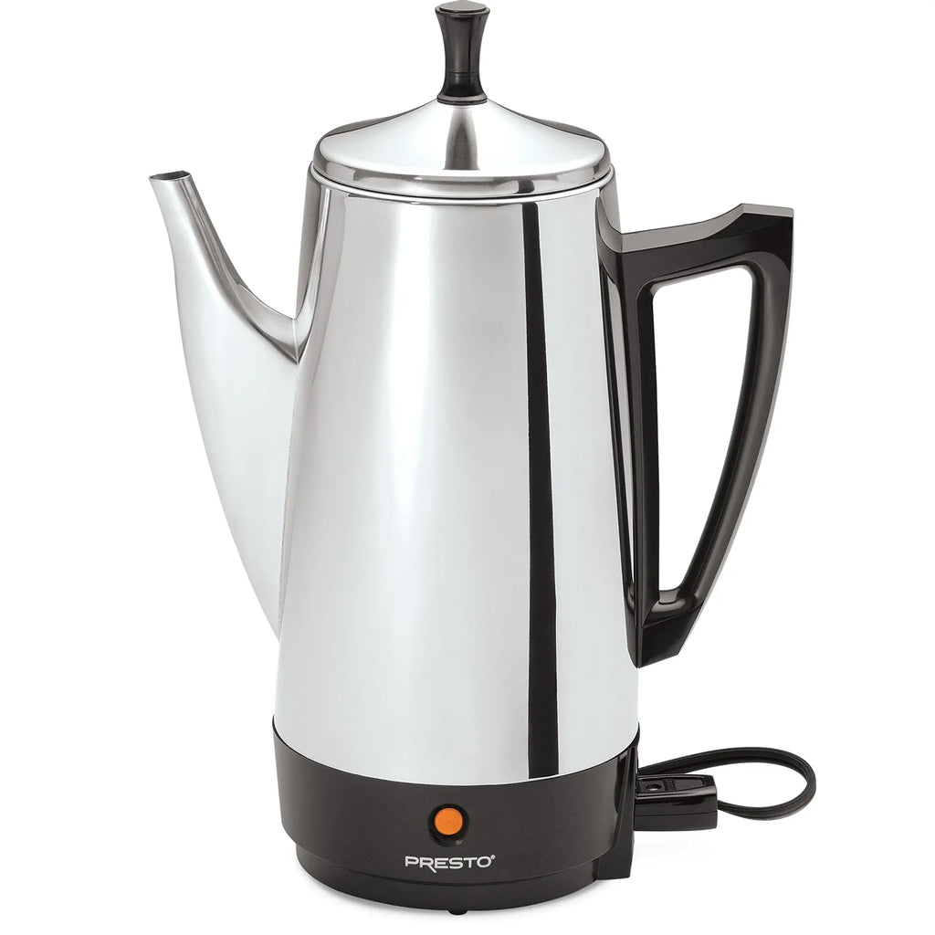 Presto Stainless Steel Coffee Maker, 12 Cup Robust Percolator Coffee, Silver - 2.79