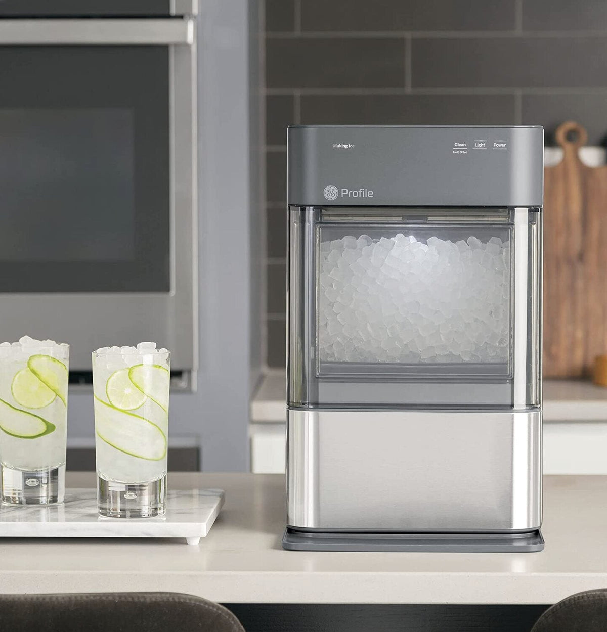 GE Profile Opal 2.0 | Countertop Nugget Ice Maker | Ice Machine with WiFi Connectivity | Smart Home Kitchen Essentials | Black Stainless