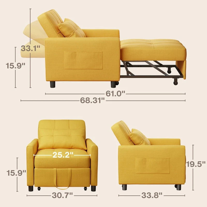 3-in-1 Adjustable Pull-Out Sleeper Sofa Bed With 330 Pounds Capacity