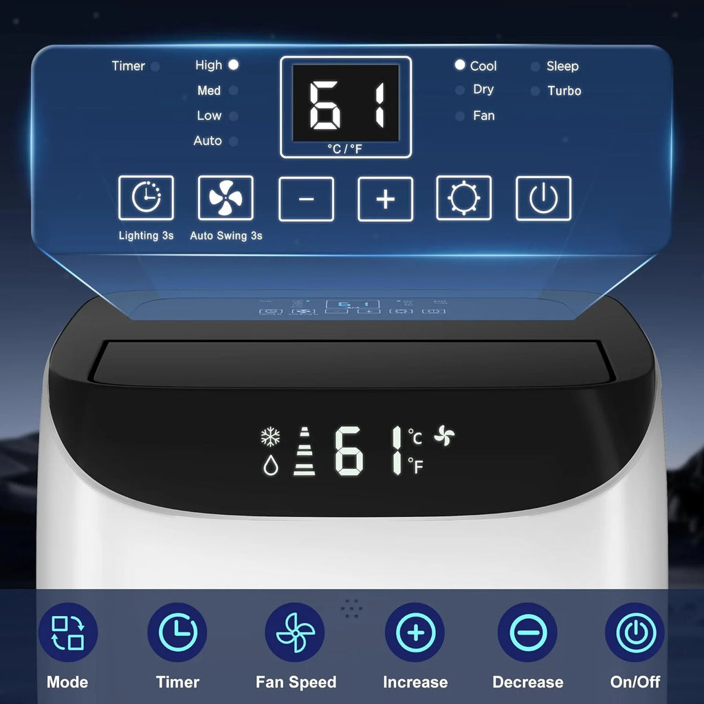 HUMHOLD 14000 BTU Portable Air Conditioner, White - HDPAC-10-A1