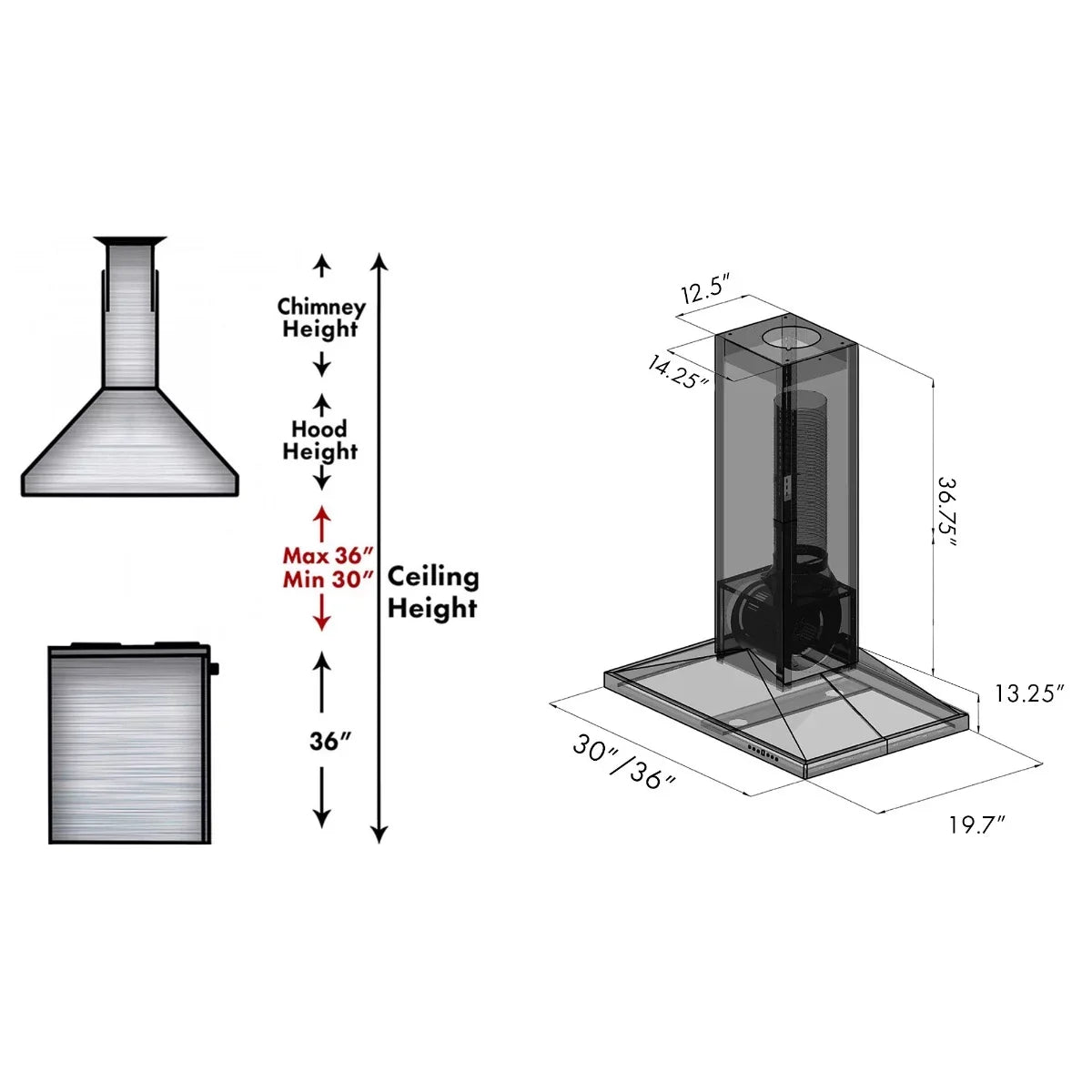 ZLINE Wooden Island Mount Range Hood, 30 in, White - KBiTT-30