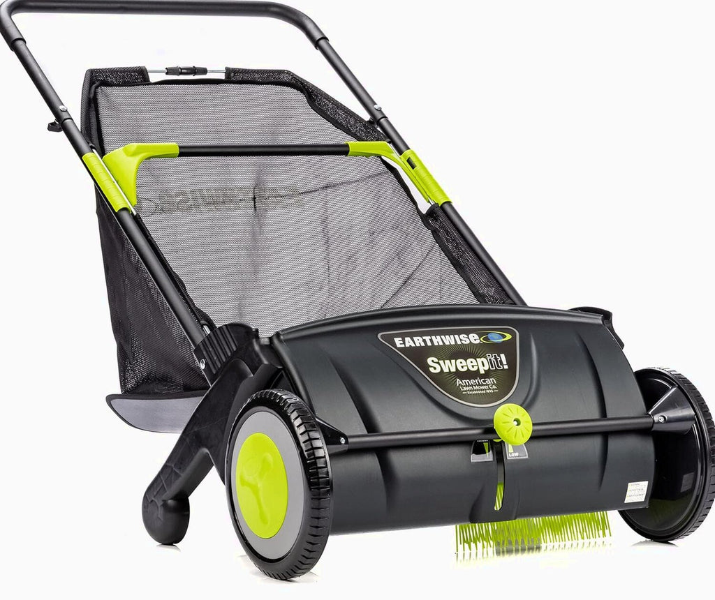 21-Inch Width Leaf &amp; Grass Push Lawn Sweeper, Black
