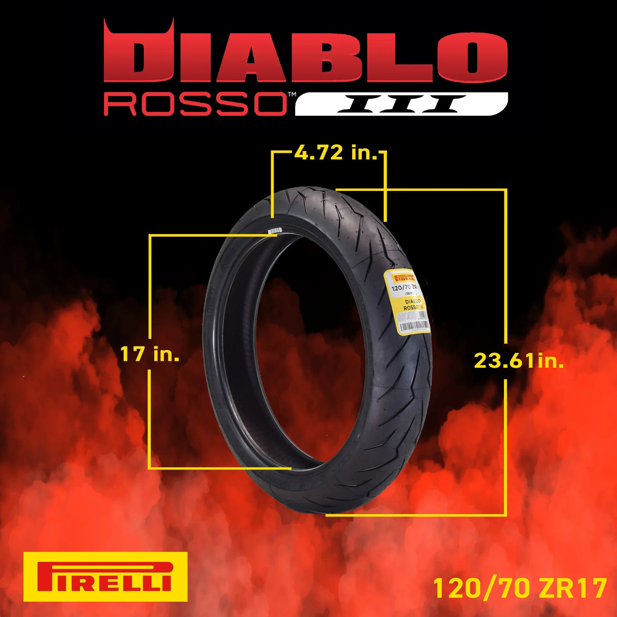 Pirelli Diablo Rosso III 120/70ZR17 Front And 240/45 ZR17 Rear Tires With Keychain