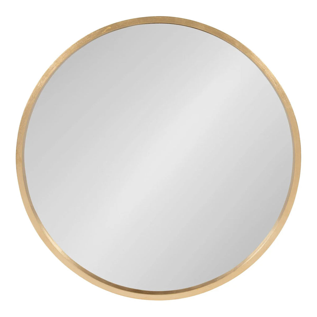 Round Wood Accent Wall Mirror With Modern Decorative Wooden Frame