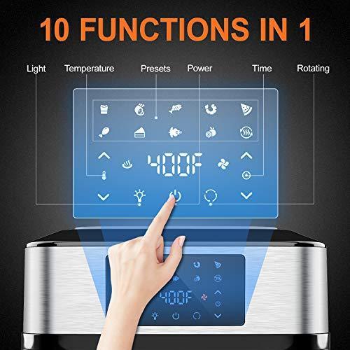 Iconites 10-in-1 Air Fryer Toaster Oven, 20 Quart, 1800W, Silver/Black