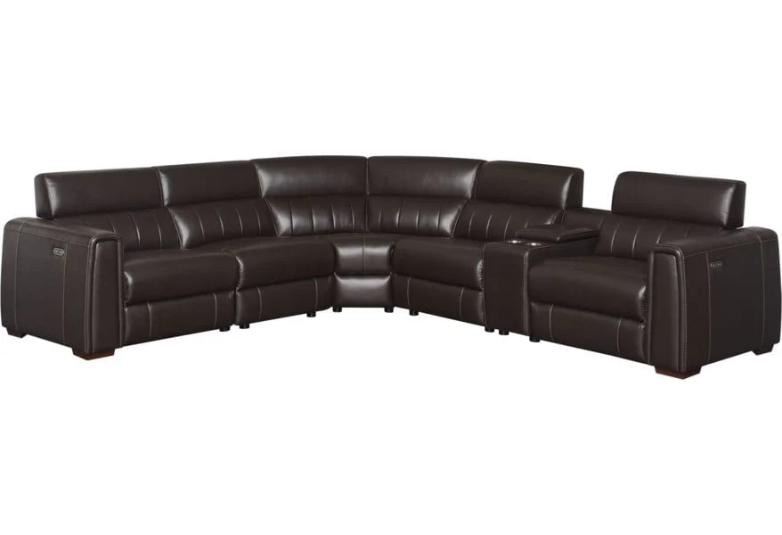 4-Seat Power Reclining Top Grain Leather Sectional Sofa With USB Ports And Outlets