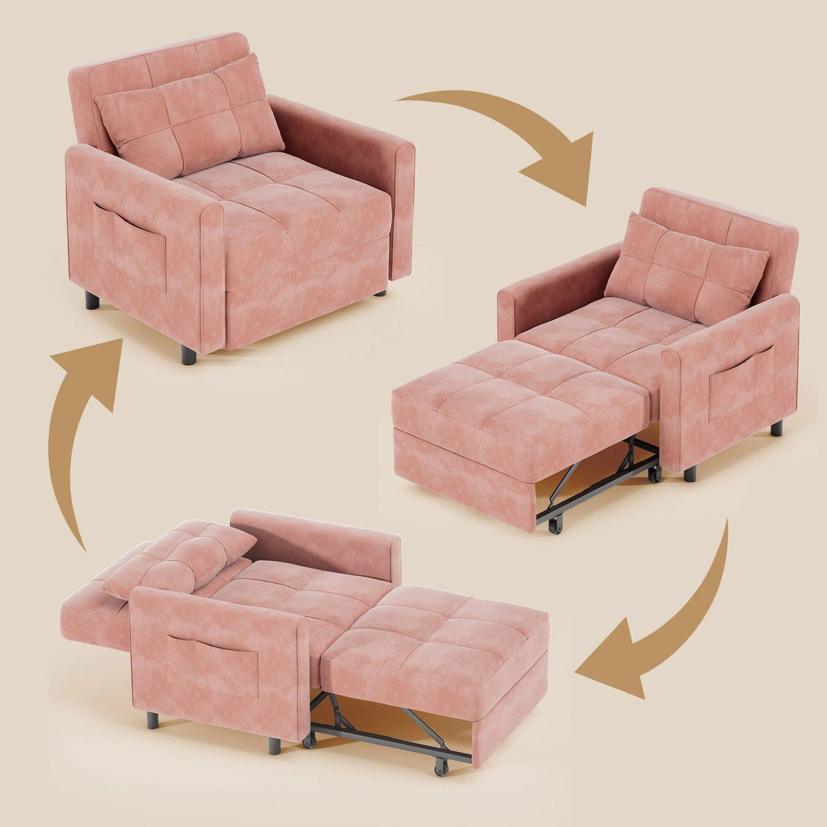 3-in-1 Adjustable Pull-Out Sleeper Sofa Bed With 330 Pounds Capacity