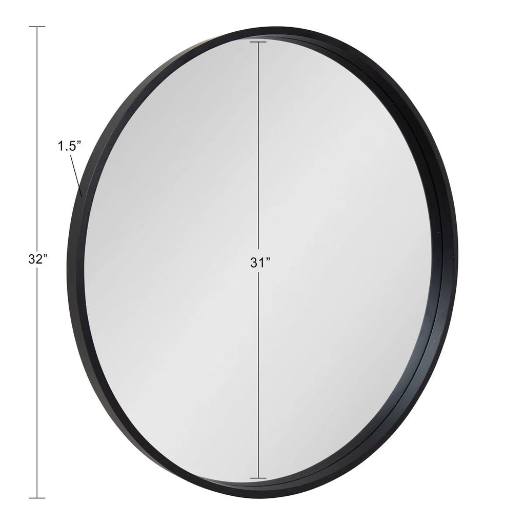Round Wood Accent Wall Mirror With Modern Decorative Wooden Frame