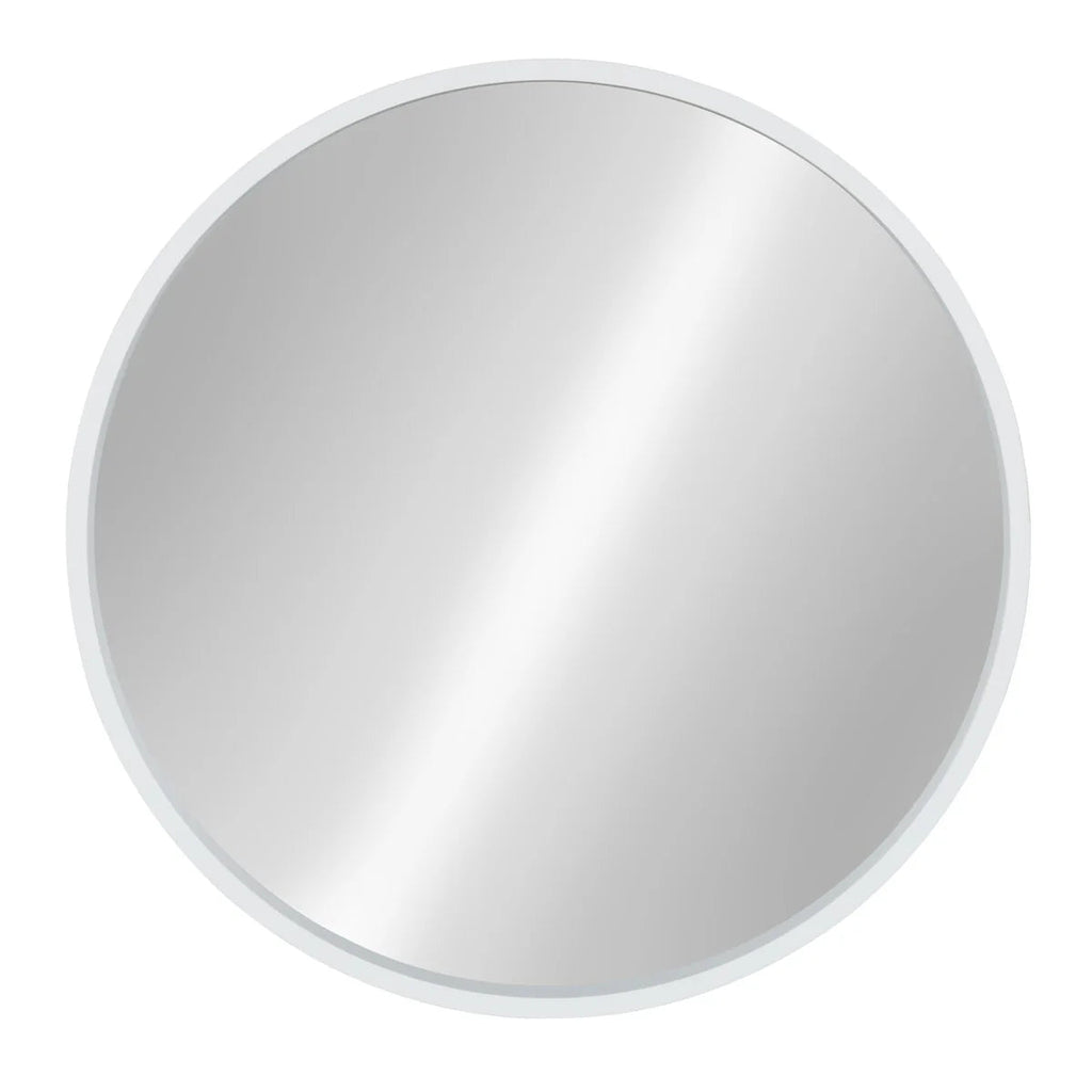 Round Wood Accent Wall Mirror With Modern Decorative Wooden Frame