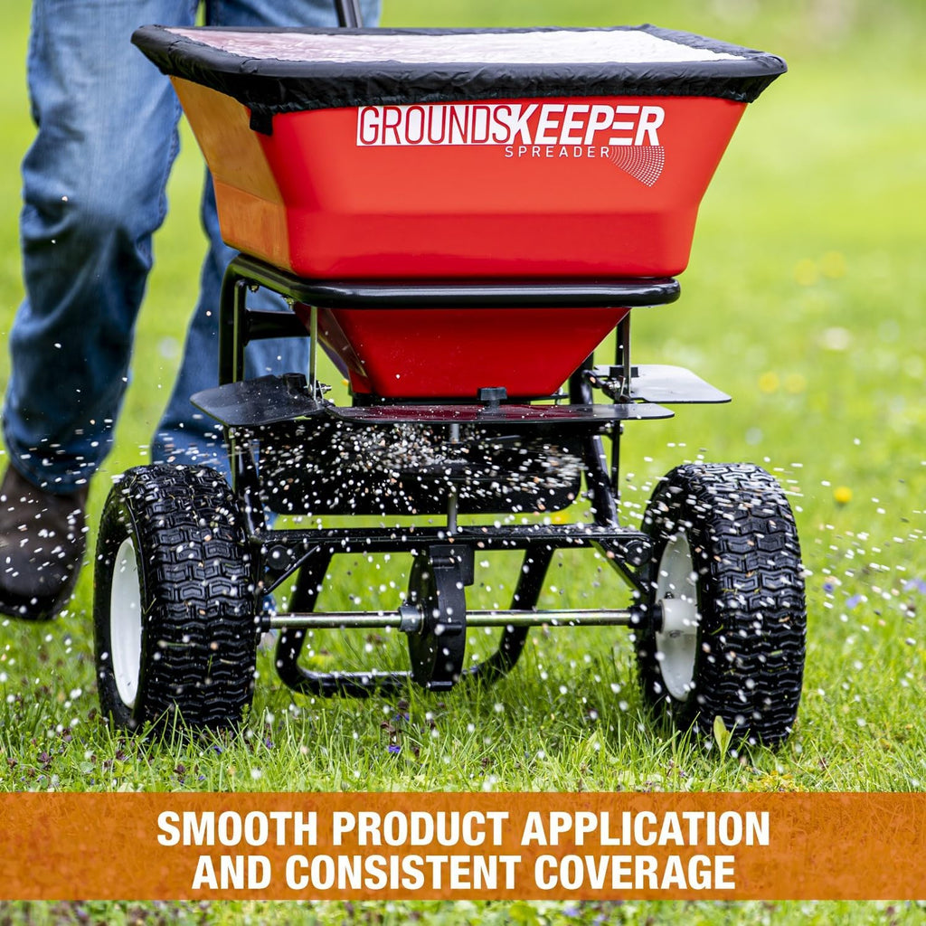 100-Lb Walk-Behind Push Spreader For Grass Seed, Salt, De-Icer And Fertilizer