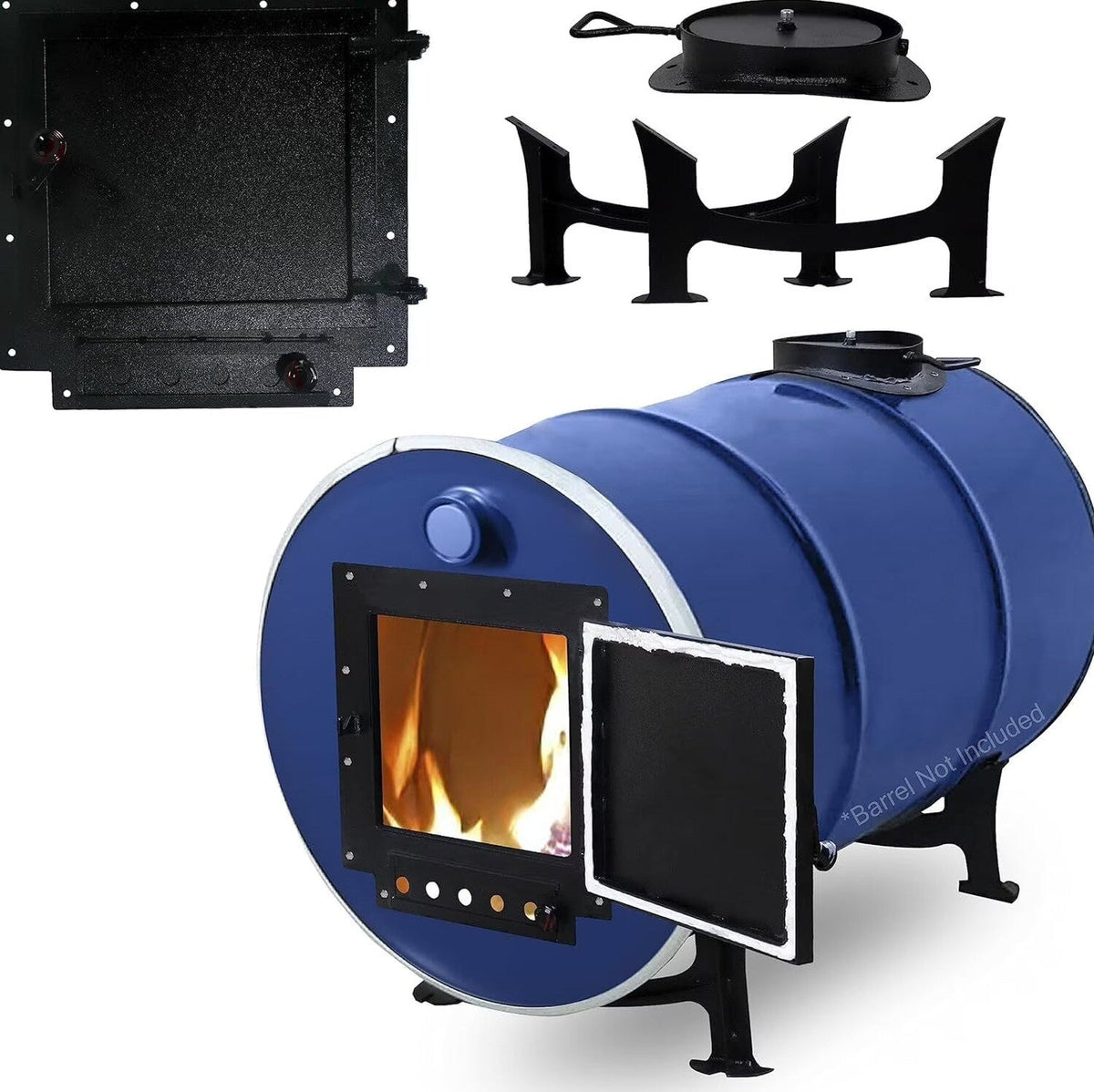 Barrel Stoves Kit C Perfect For 30-55 Gallon Drum Wood Stove Kit - Wood Burning Stove Kit Barrel Stove Door - Fire Wood Camp Stove Kit Wood Stove Kit for Emergency Heating &amp; Cooking